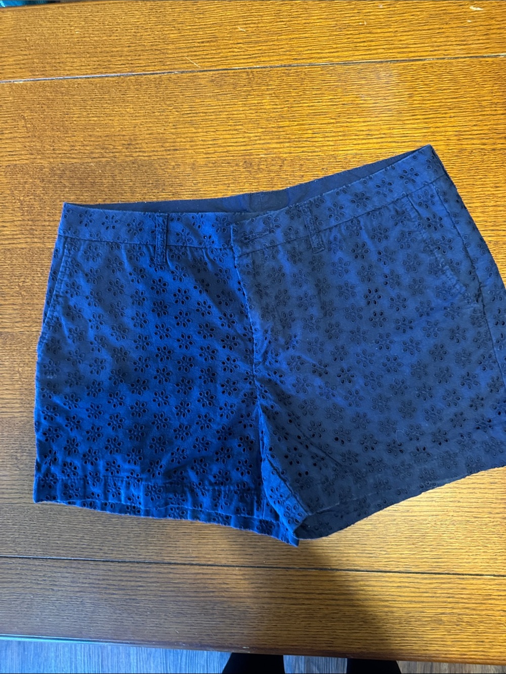 Faded Glory Navy Eyelet High-Waist Shorts